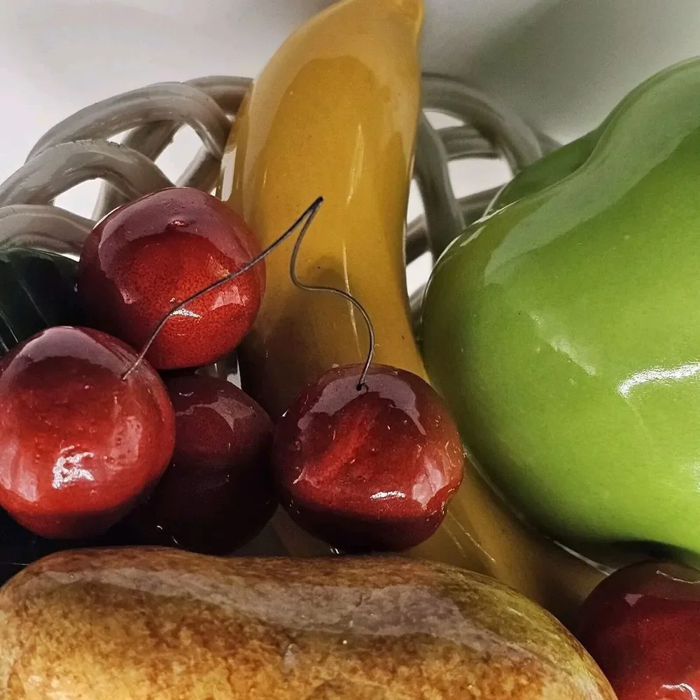 8" BASSANO Pottery Italian Capodimonte Ceramic Centerpiece Fruit Basket Pedestal - Picture 8 of 11